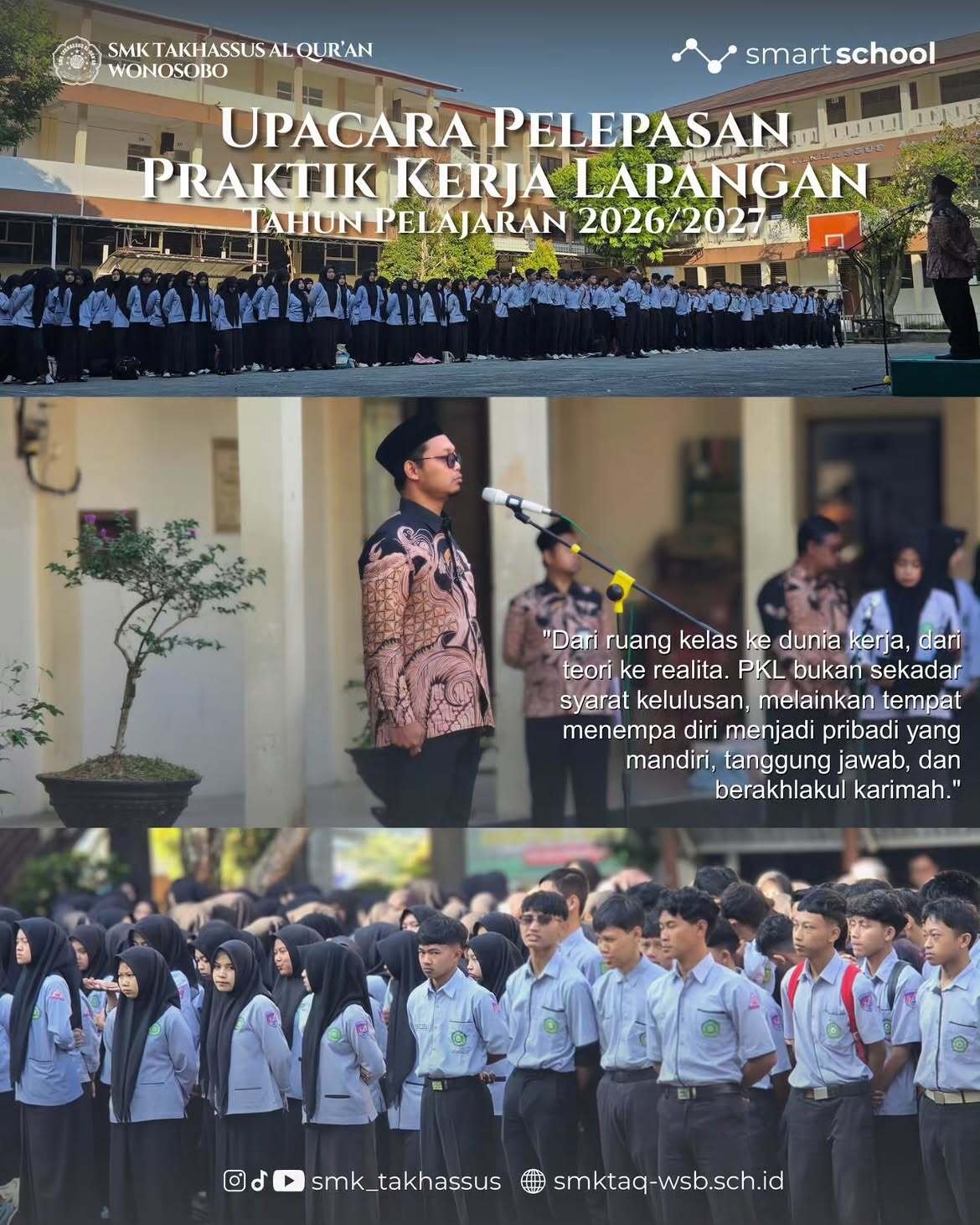 SMK Takhassus Al-Qur’an Gelar Upacara Pelepasan Praktik Kerja Lapangan (PKL) Kelas XII Tahun Pelajaran 2026/2027